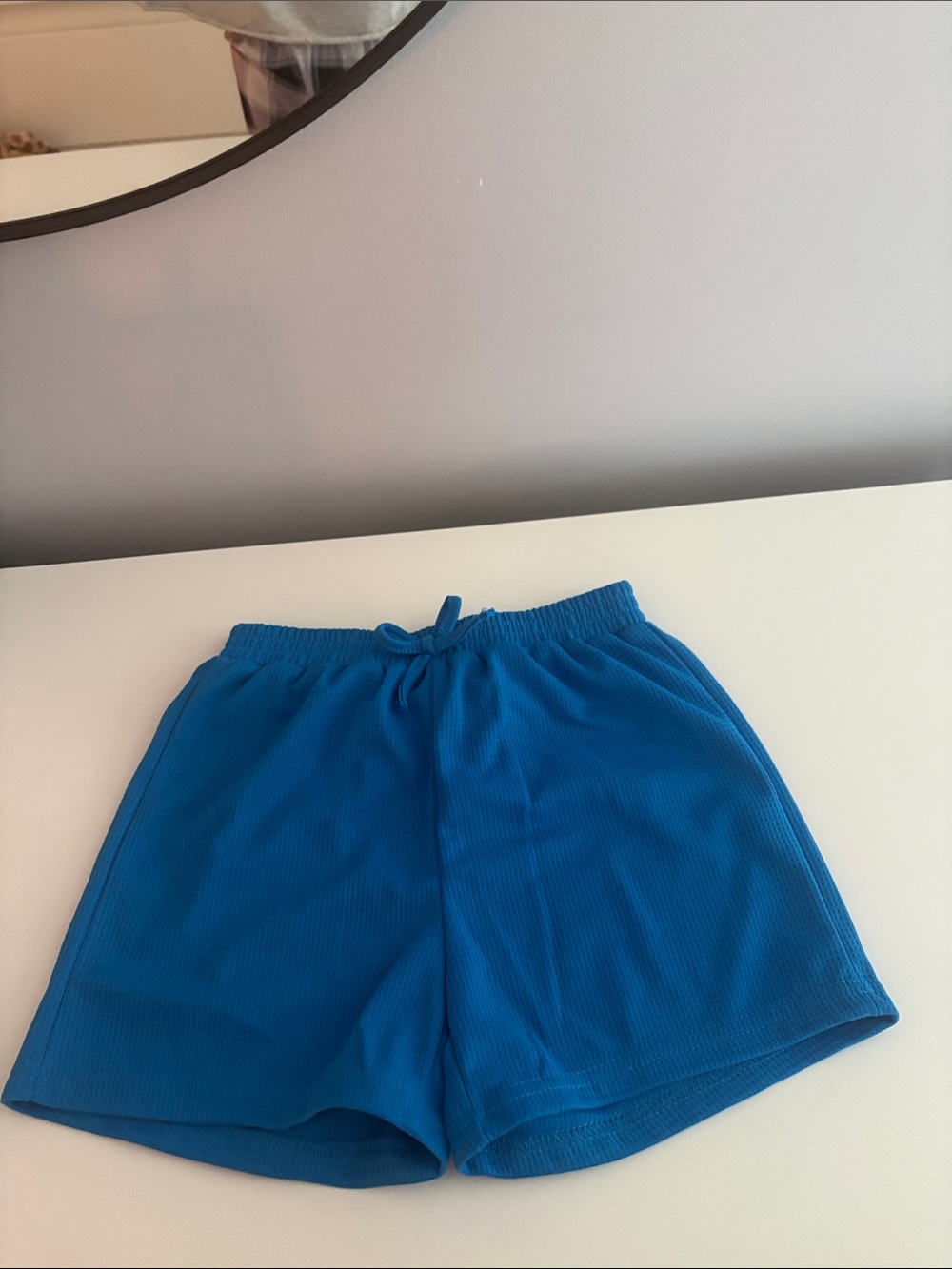 SHEIN Bright Blue Ribbed Knit Kids Shorts